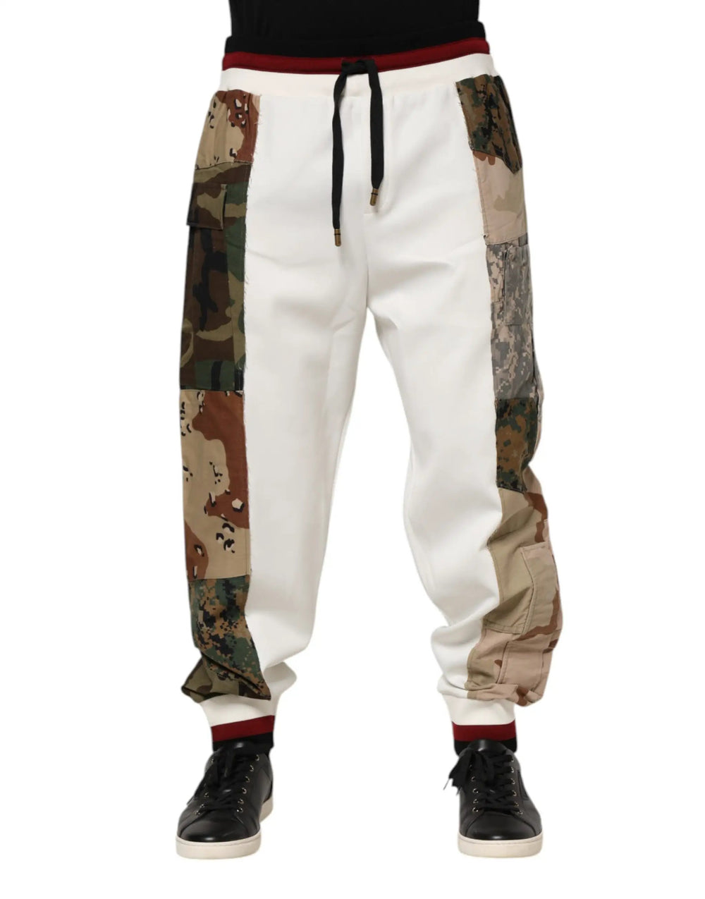 Dolce & Gabbana Sample Sale | Dolce & Gabbana White Patchwork Jogger Pants - | Designer outlet