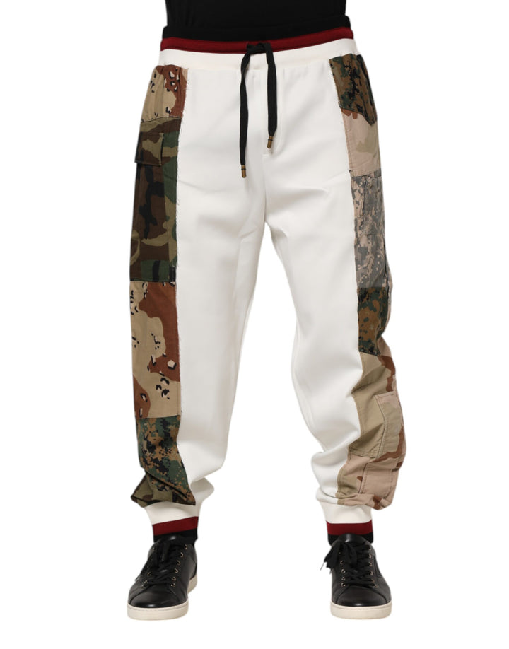 Dolce &amp; Gabbana Sample Sale Dolce &amp; Gabbana White Patchwork Jogger Pants - | Designer outlet