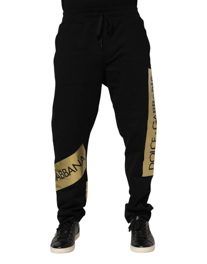 Dolce &amp; Gabbana Sample Sale Dolce &amp; Gabbana Black Cotton Logo Tape Men Jogger Pants - | Designer outlet