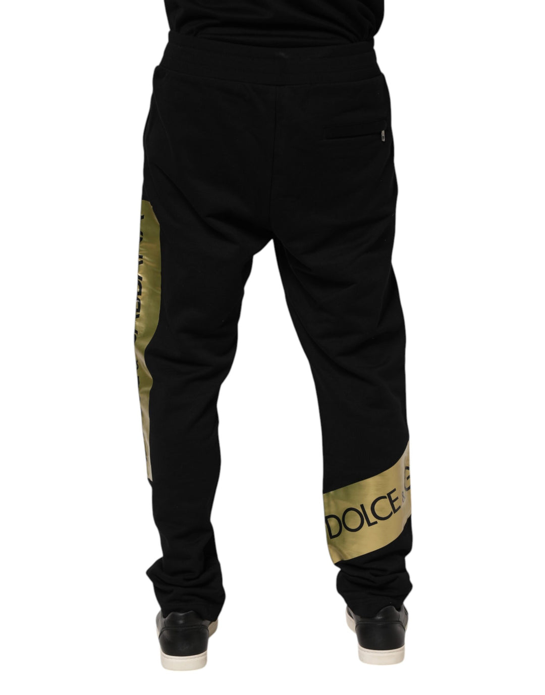 Dolce &amp; Gabbana Sample Sale Dolce &amp; Gabbana Black Cotton Logo Tape Men Jogger Pants - | Designer outlet