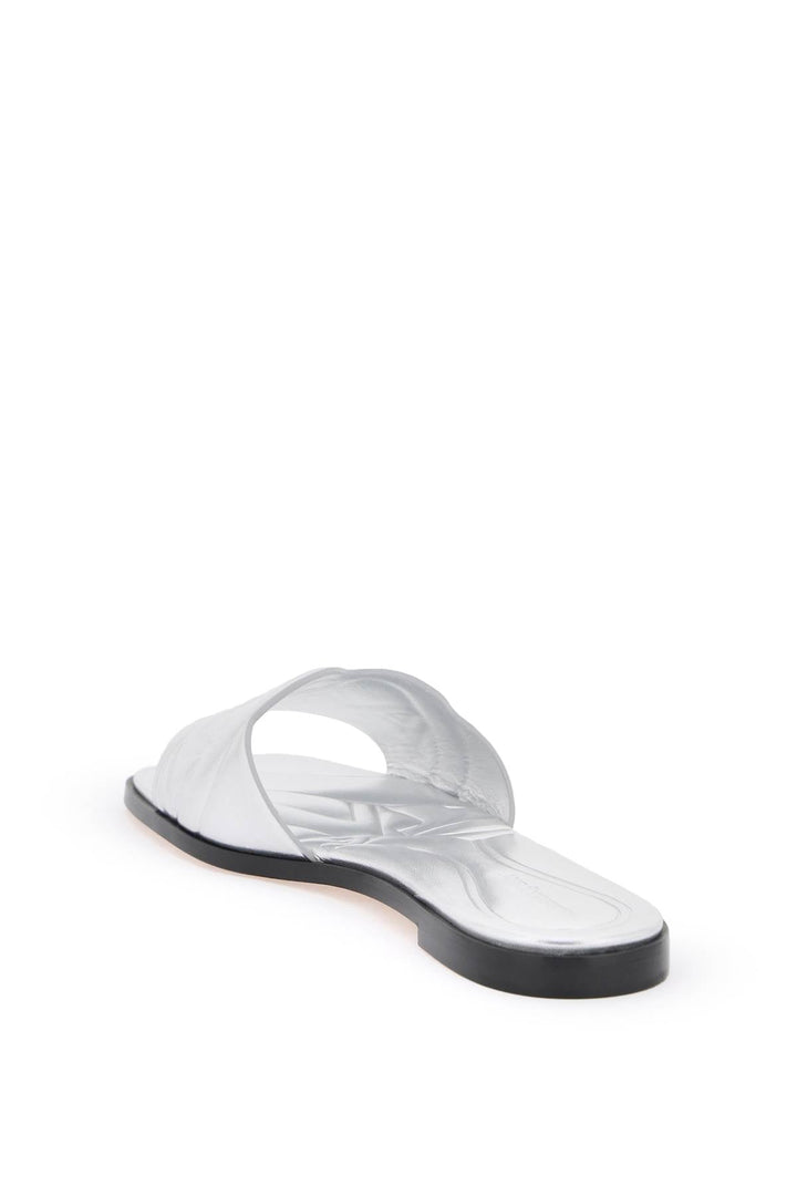 Alexander Mcqueen Laminated Leather Slides With Embossed Seal Logo