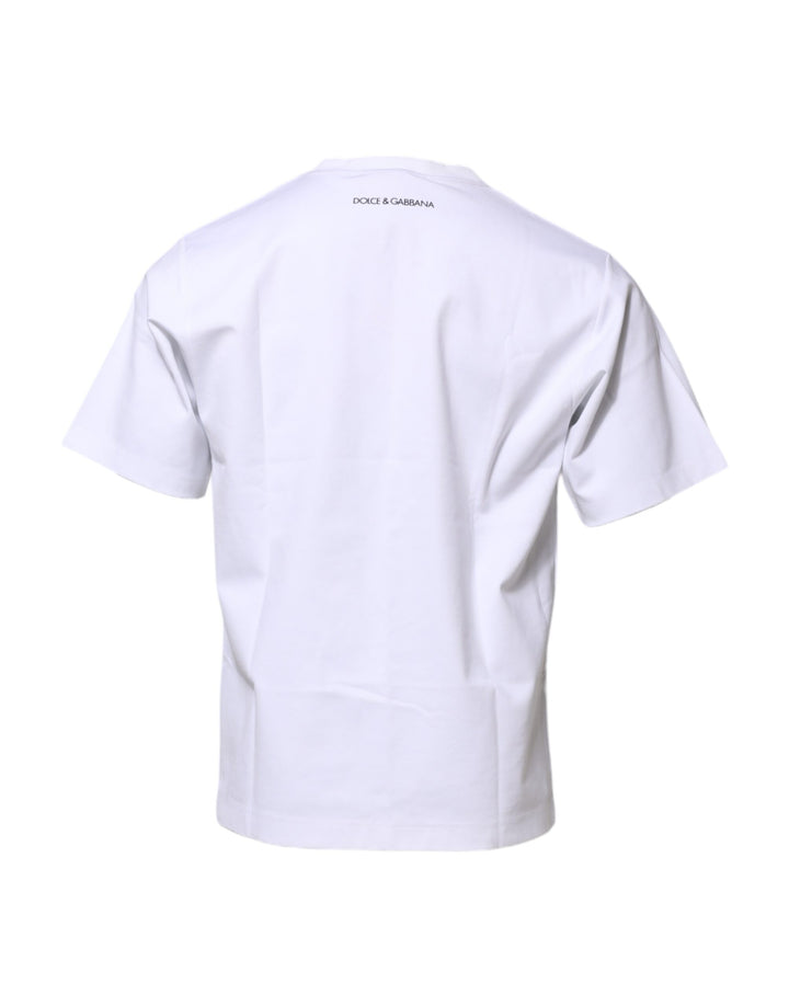 Dolce &amp; Gabbana Sample Sale Dolce &amp; Gabbana White Cotton Crew Neck Graphic Print T-shirt - | Designer outlet