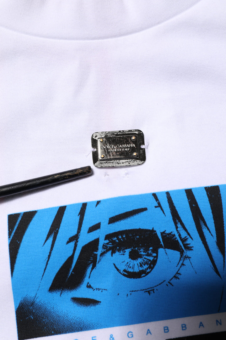 Dolce &amp; Gabbana Sample Sale Dolce &amp; Gabbana White Cotton Crew Neck Graphic Print T-shirt - | Designer outlet