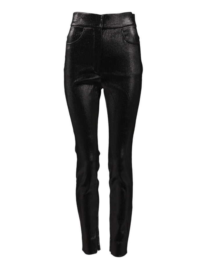 Dolce &amp; Gabbana Sample Sale Dolce &amp; Gabbana Black Cotton Stretch Silver Lurex Thread Pants - | Designer outlet