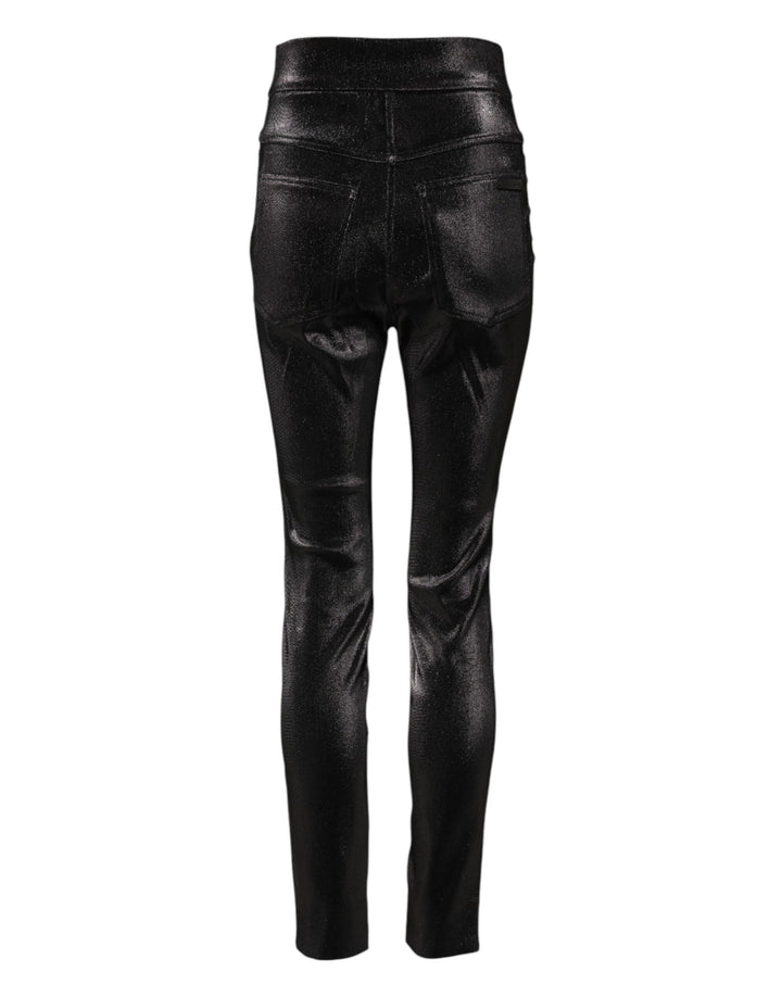 Dolce &amp; Gabbana Sample Sale Dolce &amp; Gabbana Black Cotton Stretch Silver Lurex Thread Pants - | Designer outlet