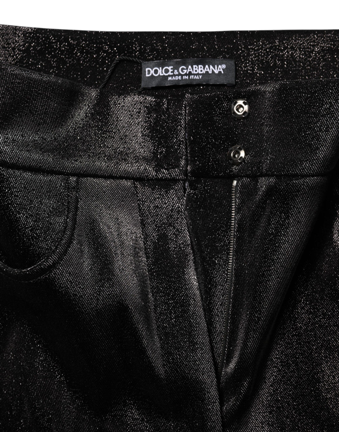 Dolce &amp; Gabbana Sample Sale Dolce &amp; Gabbana Black Cotton Stretch Silver Lurex Thread Pants - | Designer outlet