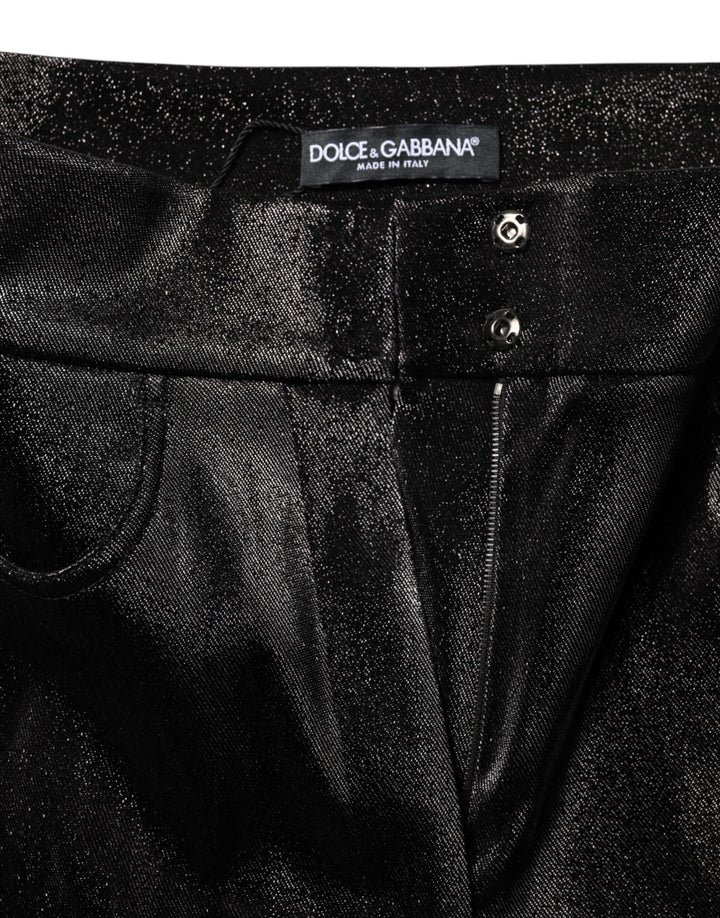 Dolce &amp; Gabbana Sample Sale Dolce &amp; Gabbana Black Cotton Stretch Silver Lurex Thread Pants - | Designer outlet