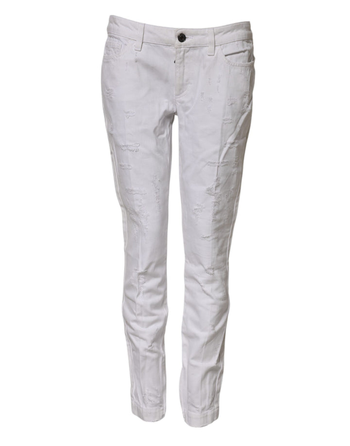 Dolce &amp; Gabbana Sample Sale Dolce &amp; Gabbana White Cotton Mid Waisted Women Denim Jeans - | Designer outlet