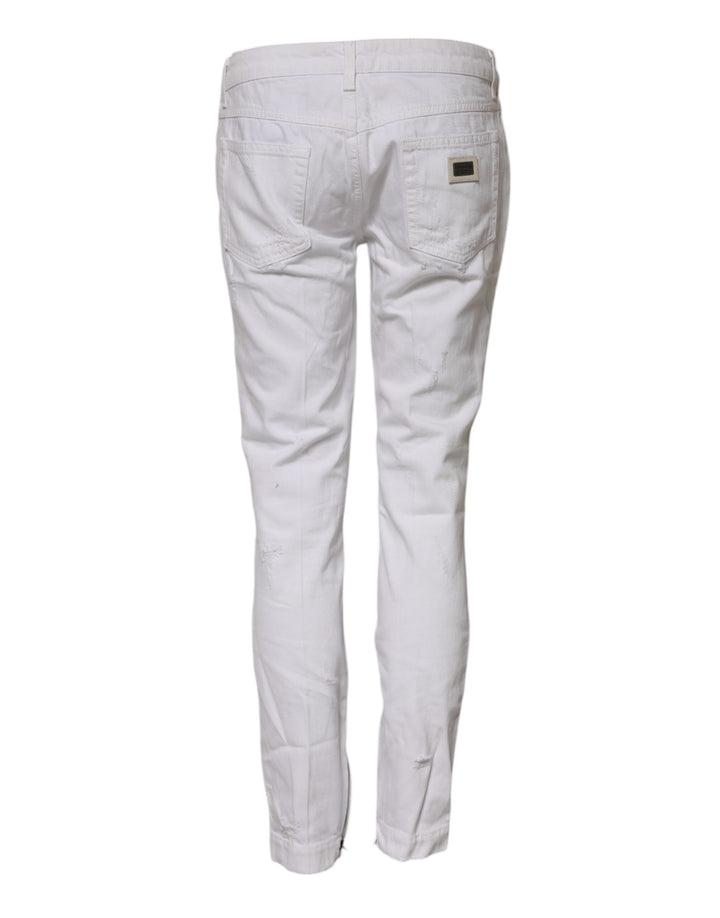 Dolce &amp; Gabbana Sample Sale Dolce &amp; Gabbana White Cotton Mid Waisted Women Denim Jeans - | Designer outlet