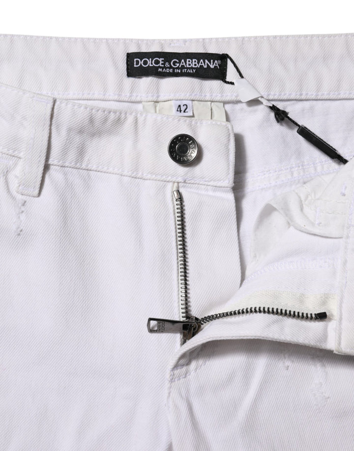 Dolce &amp; Gabbana Sample Sale Dolce &amp; Gabbana White Cotton Mid Waisted Women Denim Jeans - | Designer outlet