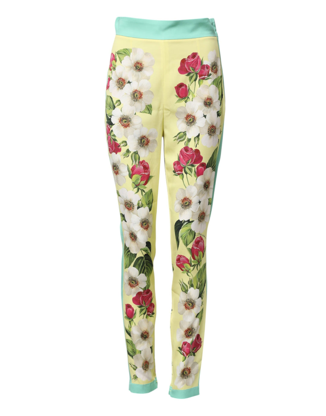 Dolce &amp; Gabbana Sample Sale Dolce &amp; Gabbana Yellow Silk Floral Leggings Pants - | Designer outlet