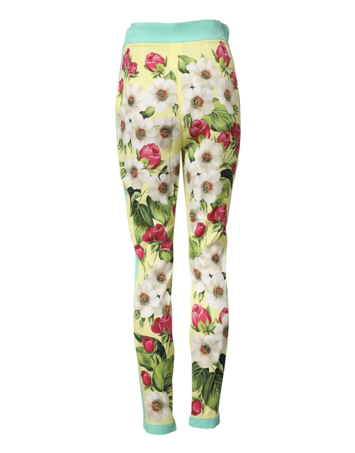 Dolce &amp; Gabbana Sample Sale Dolce &amp; Gabbana Yellow Silk Floral Leggings Pants - | Designer outlet