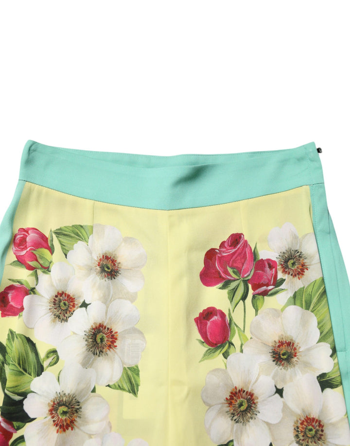 Dolce &amp; Gabbana Sample Sale Dolce &amp; Gabbana Yellow Silk Floral Leggings Pants - | Designer outlet