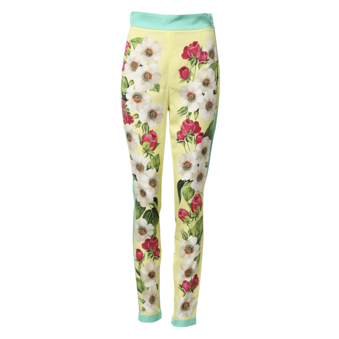 Dolce &amp; Gabbana Sample Sale Dolce &amp; Gabbana Yellow Silk Floral Leggings Pants - | Designer outlet