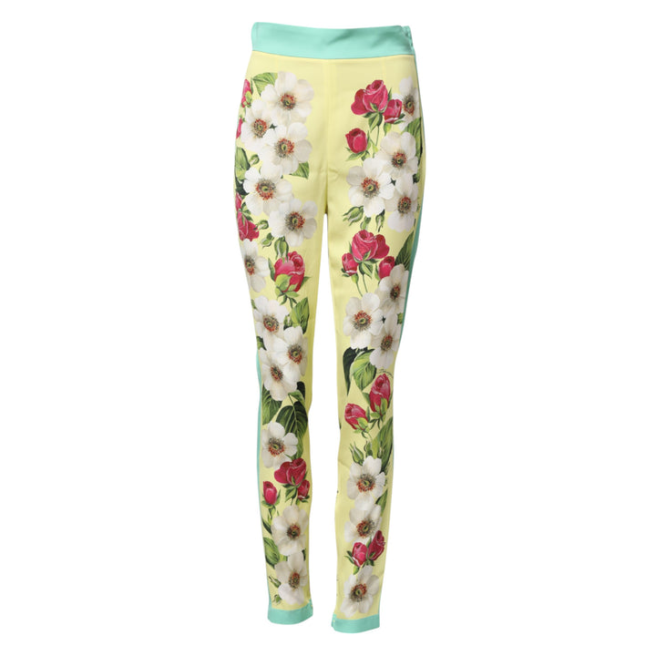 Dolce &amp; Gabbana Sample Sale Dolce &amp; Gabbana Yellow Silk Floral Leggings Pants - | Designer outlet