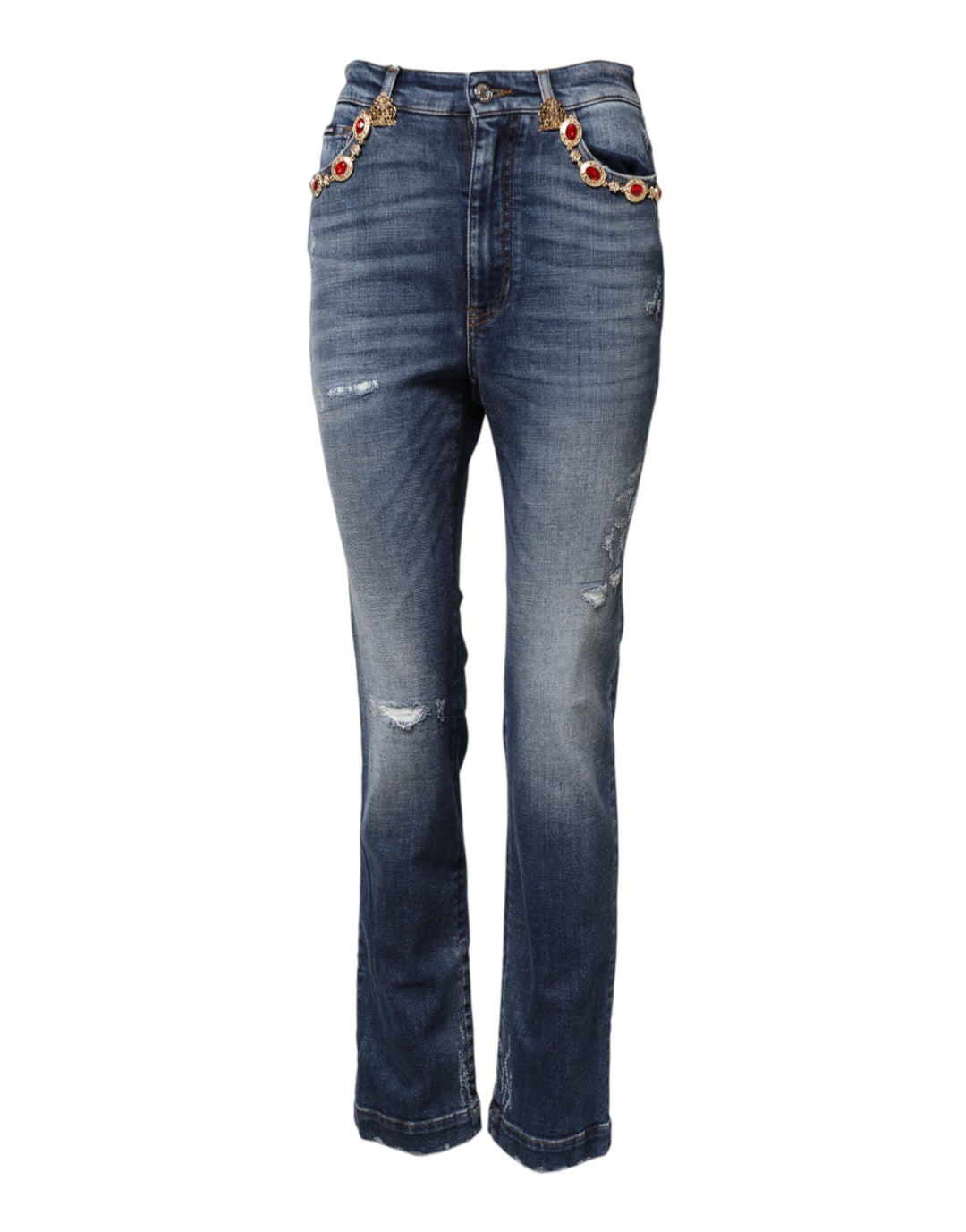 Dolce &amp; Gabbana Sample Sale Dolce &amp; Gabbana Blue Rhinestone Embellished Denim Jeans - | Designer outlet