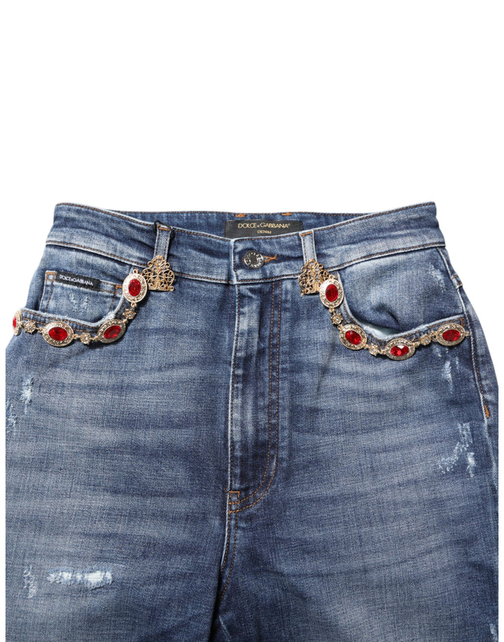 Dolce &amp; Gabbana Sample Sale Dolce &amp; Gabbana Blue Rhinestone Embellished Denim Jeans - | Designer outlet