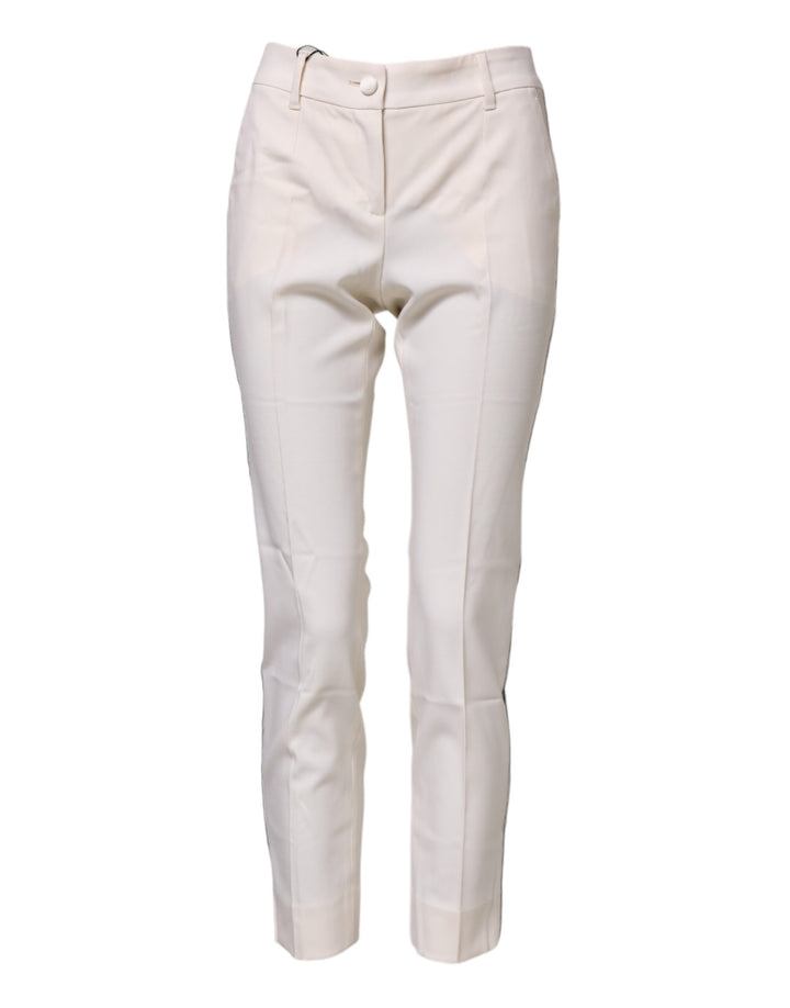 Dolce &amp; Gabbana Sample Sale Dolce &amp; Gabbana White Wool Tapered High Waist Pants - | Designer outlet