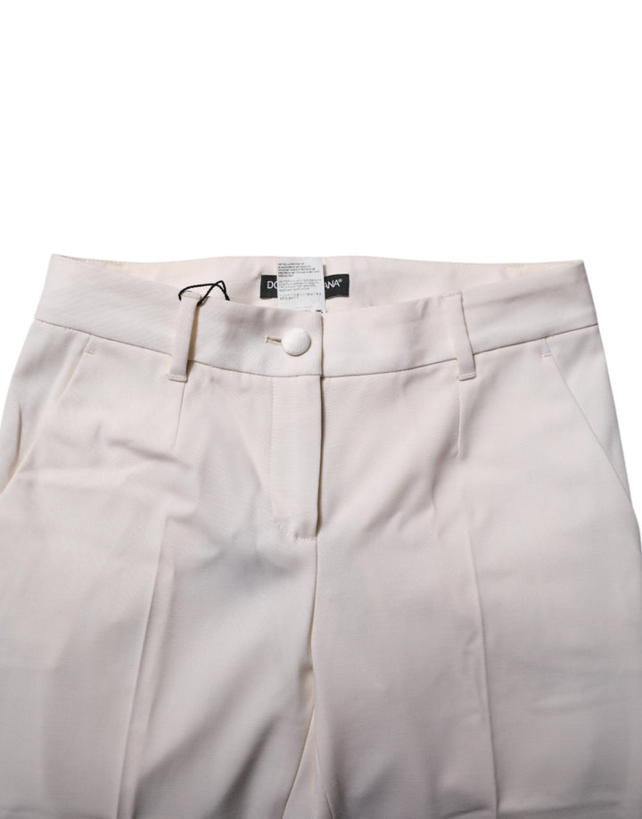 Dolce &amp; Gabbana Sample Sale Dolce &amp; Gabbana White Wool Tapered High Waist Pants - | Designer outlet