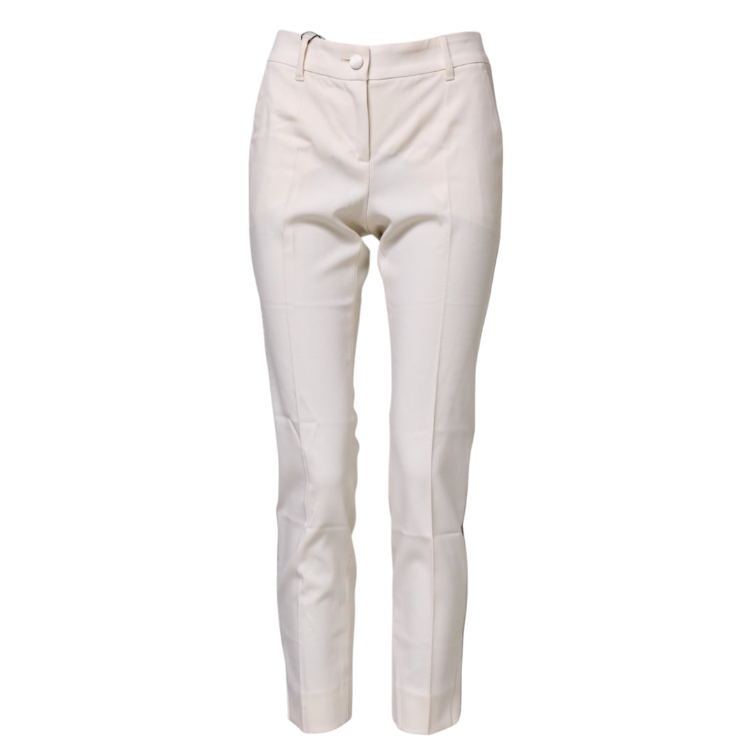 Dolce &amp; Gabbana Sample Sale Dolce &amp; Gabbana White Wool Tapered High Waist Pants - | Designer outlet