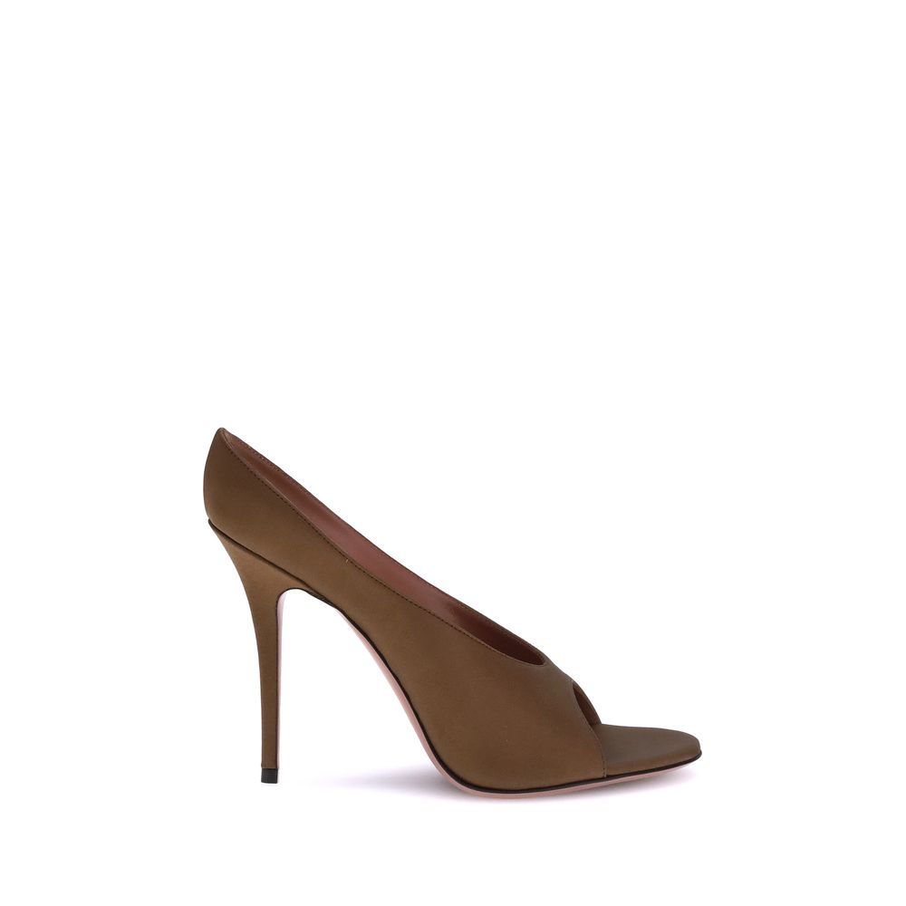サンダル・ミュール AMINA MUADDI ANOK MULE SANDALS IN SATIN AMINA MUADDI Anok patent-leather point-toe mules | NET-A-PORTER