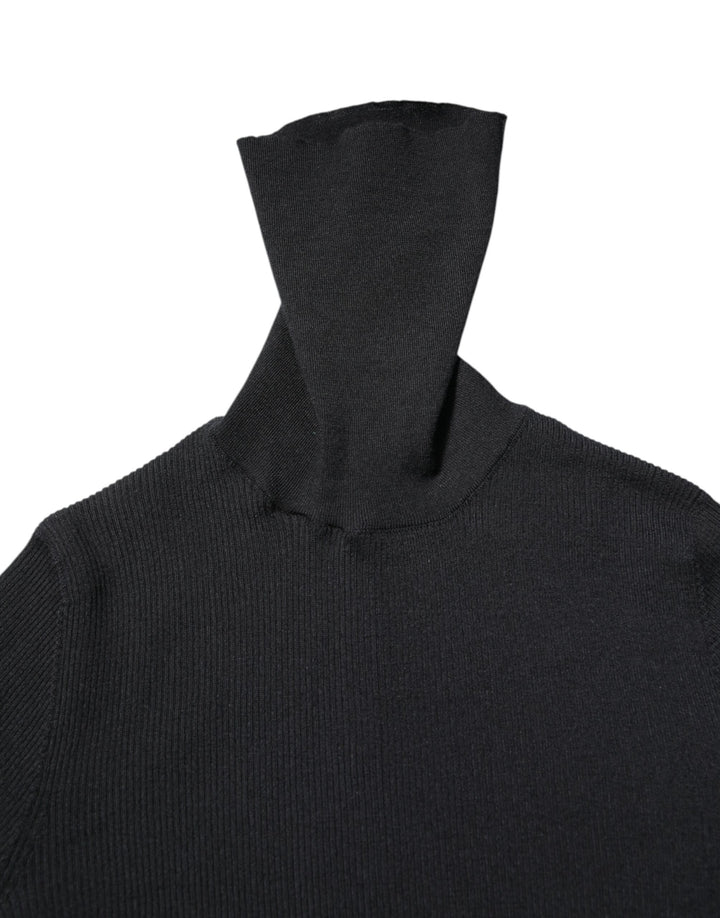 Dolce & Gabbana Black Cashmere Turtleneck Knitted Blouse Top