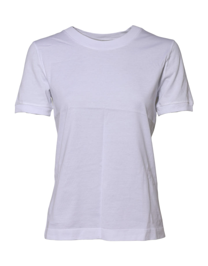 Dolce & Gabbana White Cotton Round Neck Short Sleeves T-shirt