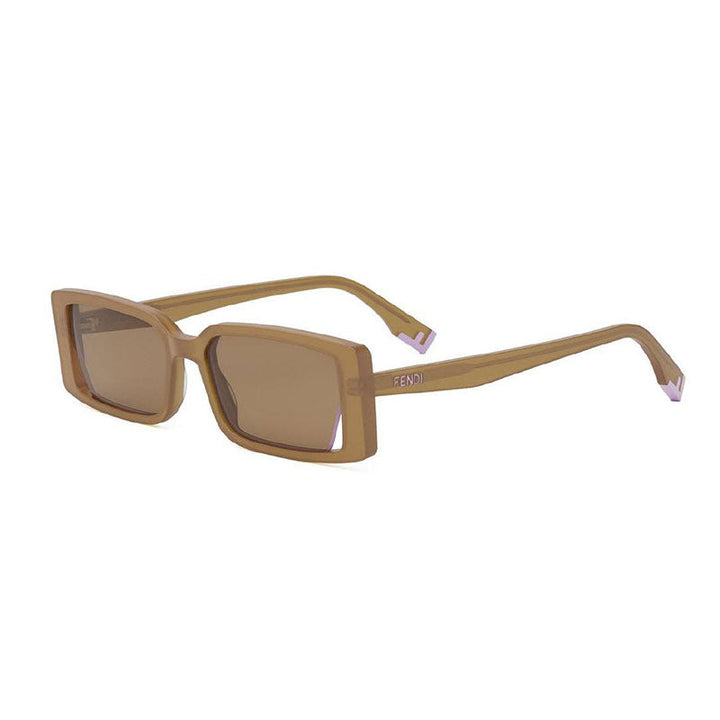 Fendi Sunglasses Rectangle Full Rim, Shiny Orange Frame and Brown Lens FE40164I44J