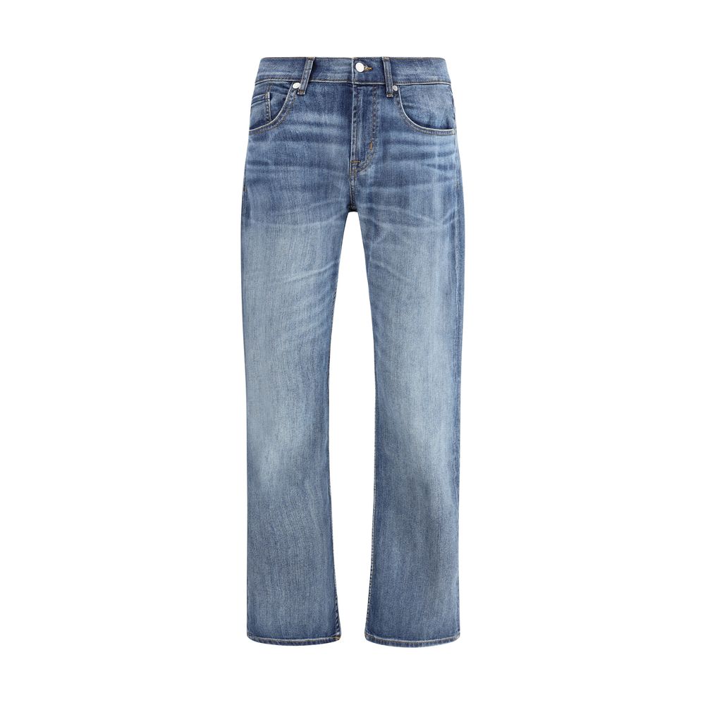 7FOR Blue Cotton Straight-Leg Jeans by 7FOR outlet now on sale