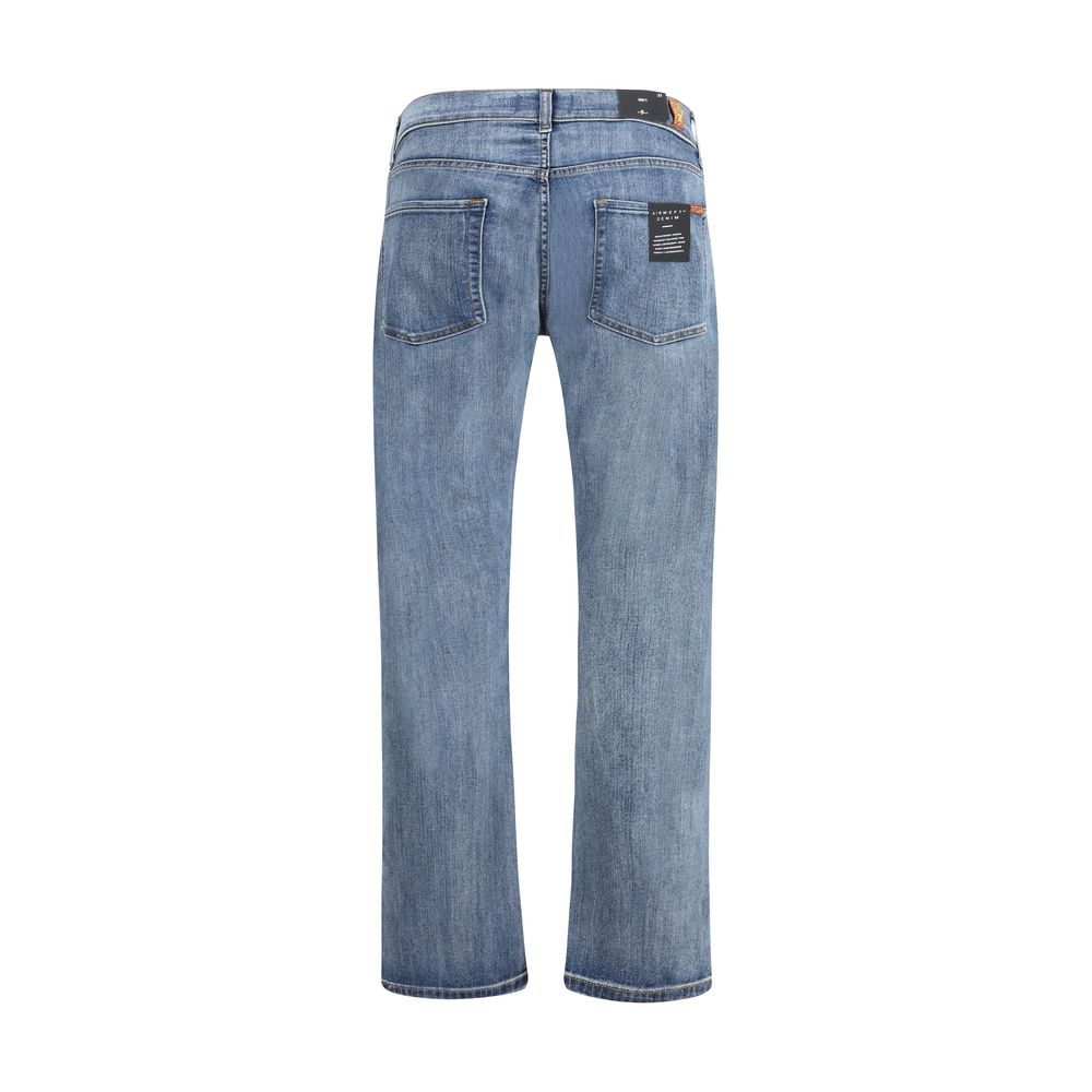 7FOR Blue Cotton Straight-Leg Jeans by 7FOR outlet now on sale