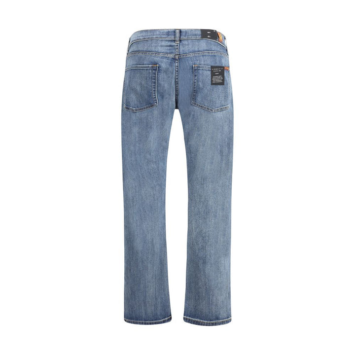 7FOR Blue Cotton Straight-Leg Jeans by 7FOR outlet now on sale