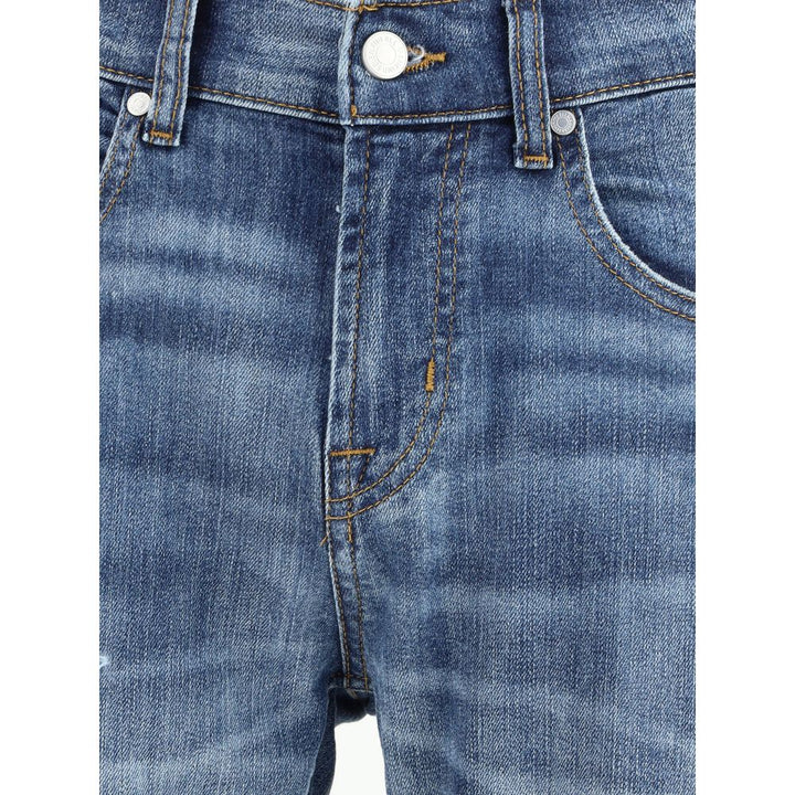 7FOR Blue Cotton Straight-Leg Jeans by 7FOR outlet now on sale