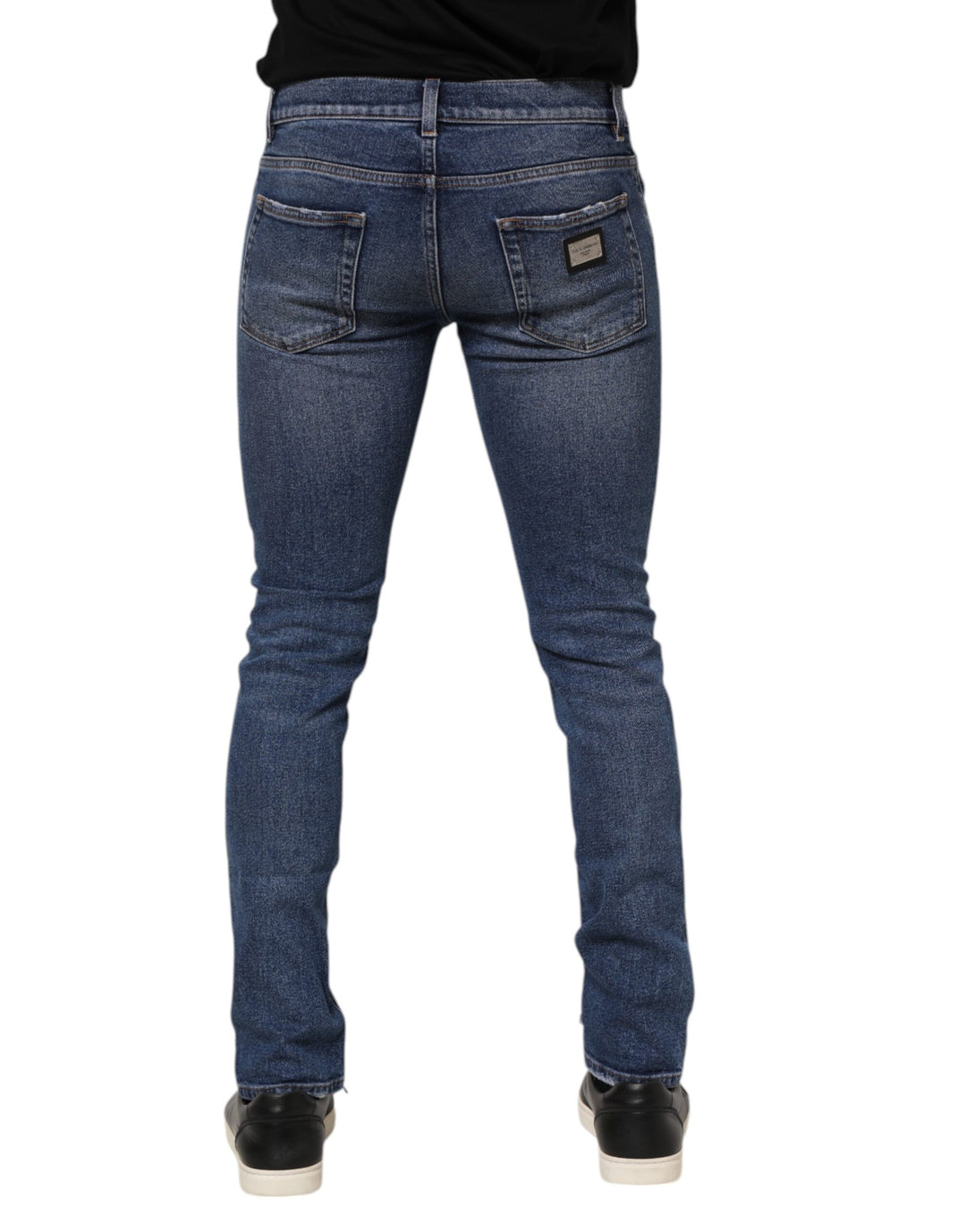 Dolce &amp; Gabbana Sample Sale Dolce &amp; Gabbana Blue Washed Skinny Cotton Tattered Denim Jeans - | Designer outlet