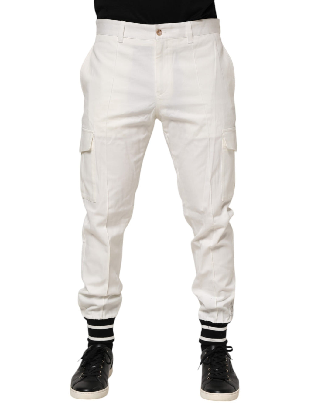 Dolce &amp; Gabbana Sample Sale Dolce &amp; Gabbana White Cotton Jogger Cargo Skinny Men Pants - | Designer outlet
