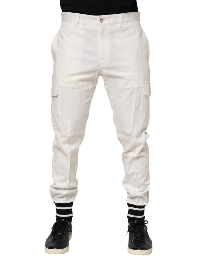 Dolce &amp; Gabbana Sample Sale Dolce &amp; Gabbana White Cotton Jogger Cargo Skinny Men Pants - | Designer outlet