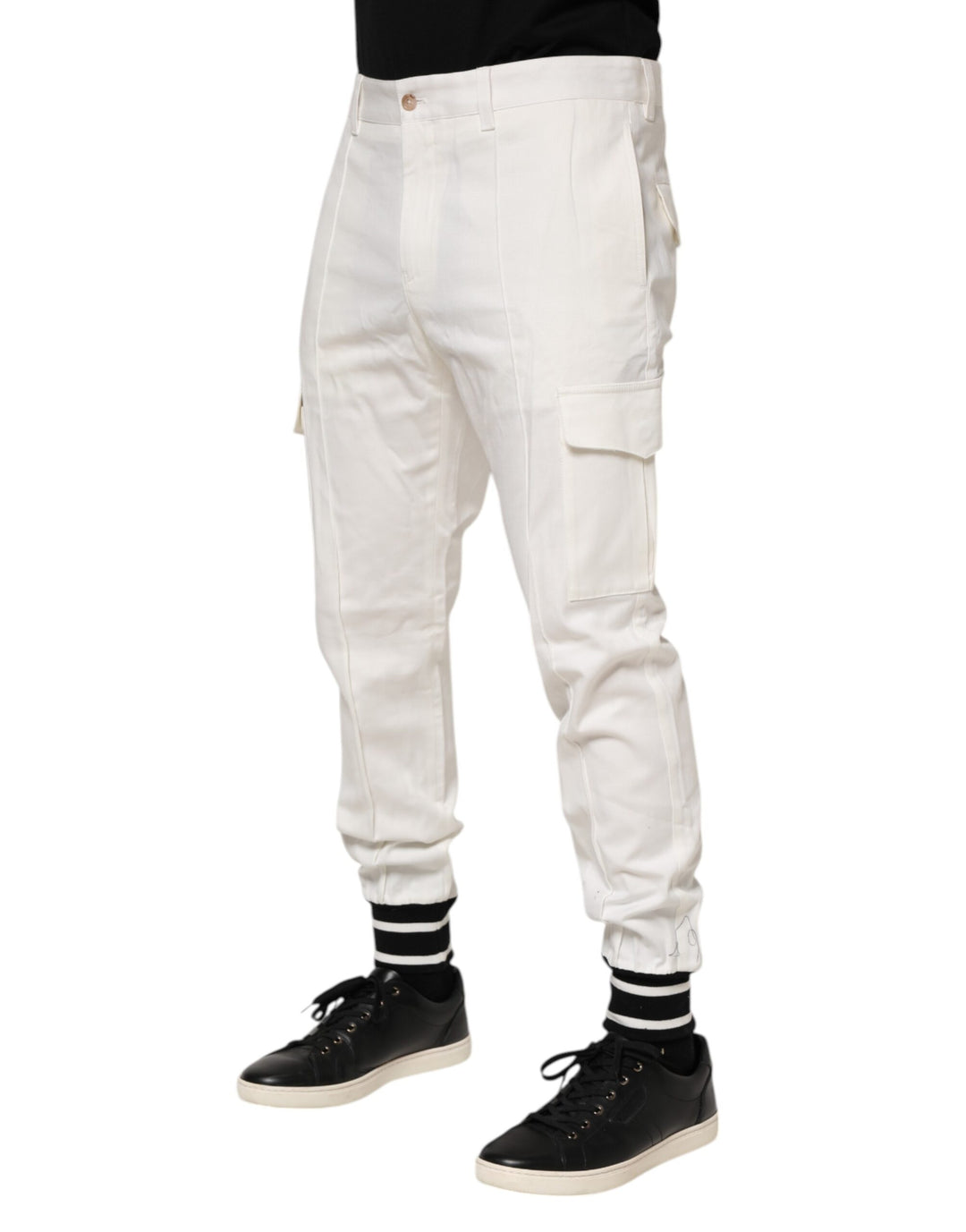 Dolce &amp; Gabbana Sample Sale Dolce &amp; Gabbana White Cotton Jogger Cargo Skinny Men Pants - | Designer outlet