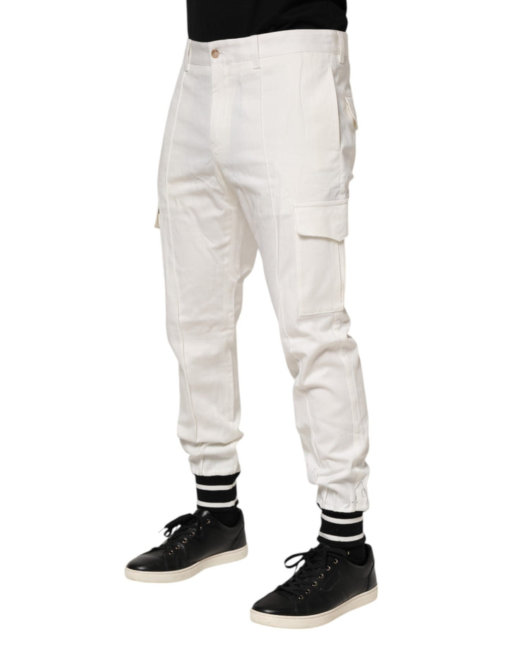 Dolce &amp; Gabbana Sample Sale Dolce &amp; Gabbana White Cotton Jogger Cargo Skinny Men Pants - | Designer outlet