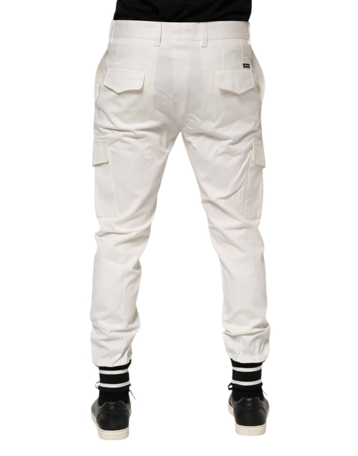 Dolce &amp; Gabbana Sample Sale Dolce &amp; Gabbana White Cotton Jogger Cargo Skinny Men Pants - | Designer outlet