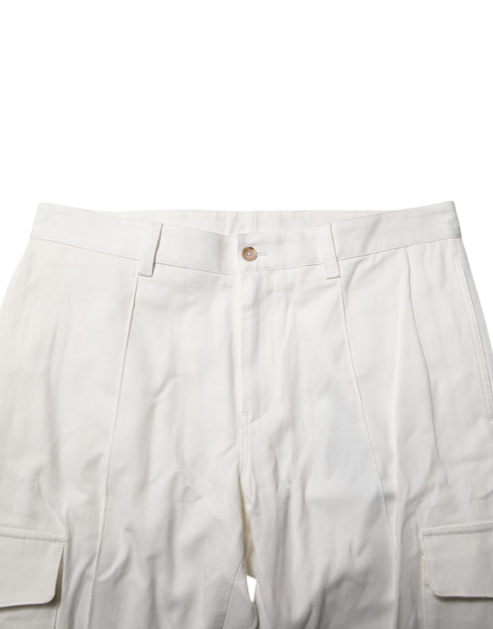 Dolce &amp; Gabbana Sample Sale Dolce &amp; Gabbana White Cotton Jogger Cargo Skinny Men Pants - | Designer outlet