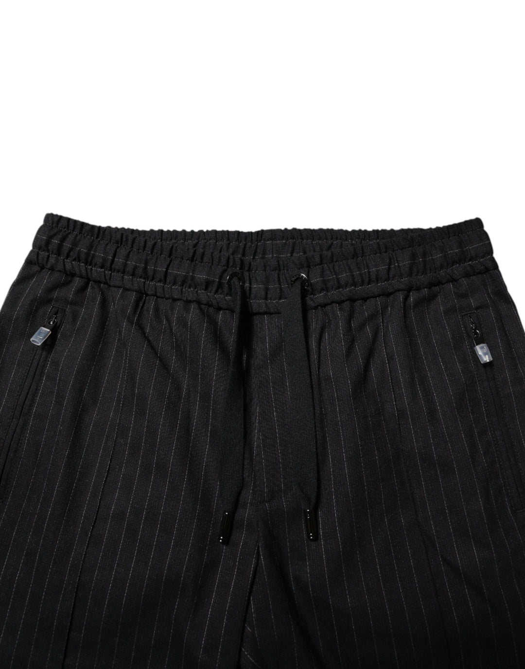 Dolce & Gabbana Black Striped Wool Men Jogger Pants