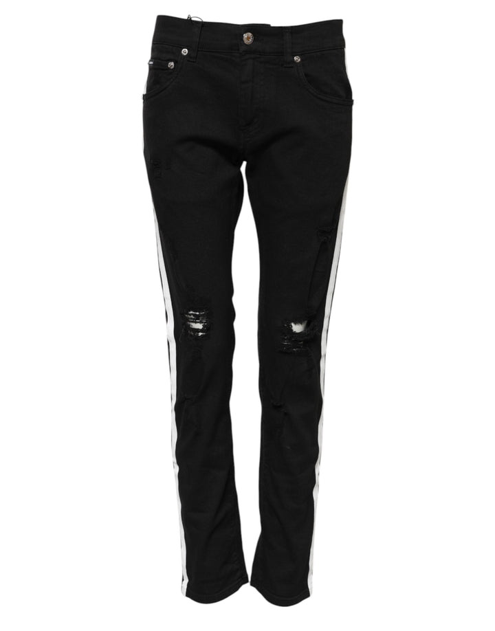 Dolce &amp; Gabbana Sample Sale Dolce &amp; Gabbana Black Tattered White Lining Skinny Denim Jeans - | Designer outlet