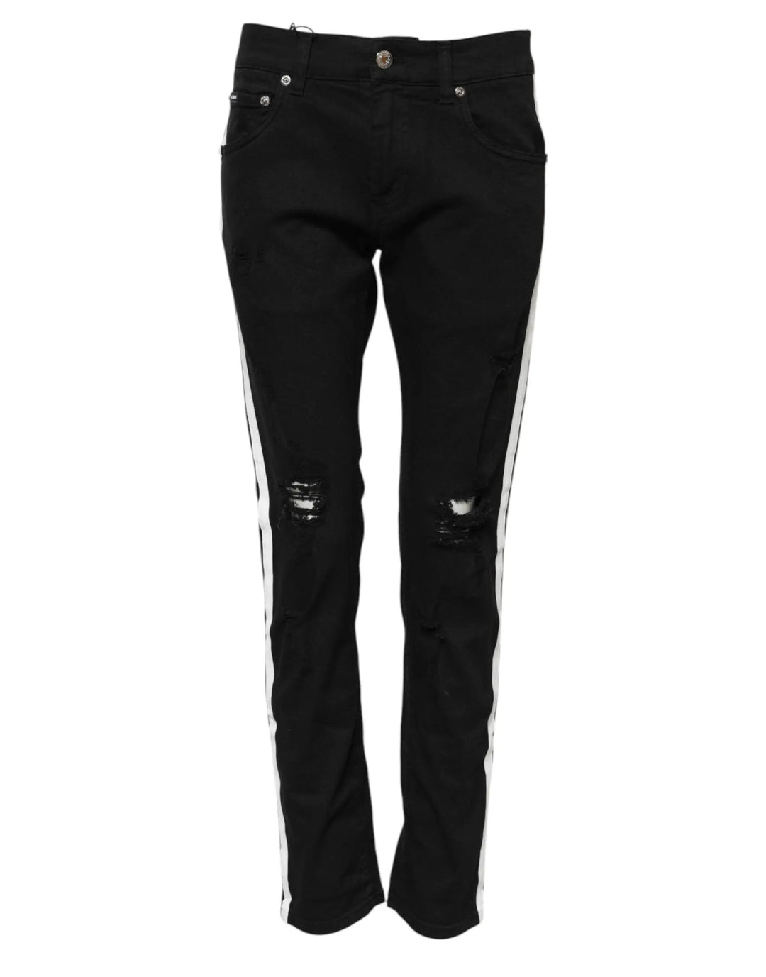 Dolce & Gabbana Sample Sale | Dolce & Gabbana Black Tattered White Lining Skinny Denim Jeans - | Designer outlet