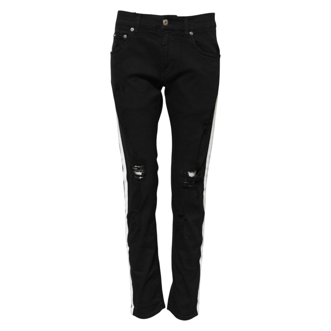 Dolce &amp; Gabbana Sample Sale Dolce &amp; Gabbana Black Tattered White Lining Skinny Denim Jeans - | Designer outlet