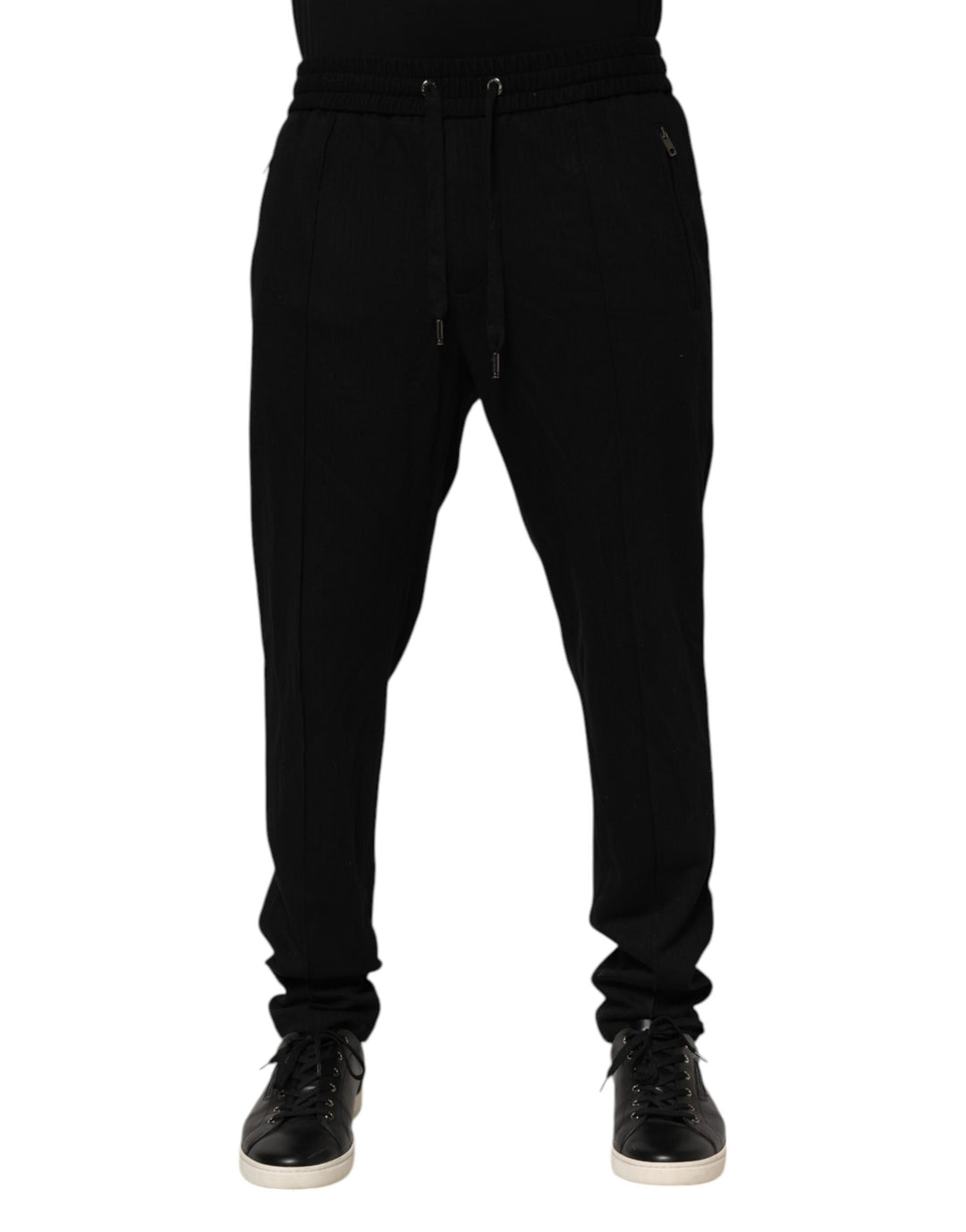 Dolce &amp; Gabbana Sample Sale Dolce &amp; Gabbana Black Viscose Skinny Logo Men Jogger Pants - | Designer outlet