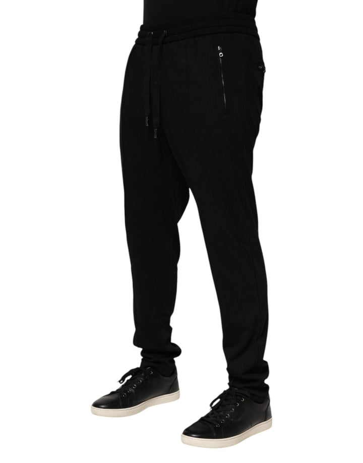 Dolce &amp; Gabbana Sample Sale Dolce &amp; Gabbana Black Viscose Skinny Logo Men Jogger Pants - | Designer outlet