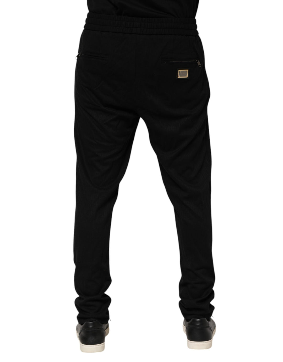 Dolce &amp; Gabbana Sample Sale Dolce &amp; Gabbana Black Viscose Skinny Logo Men Jogger Pants - | Designer outlet