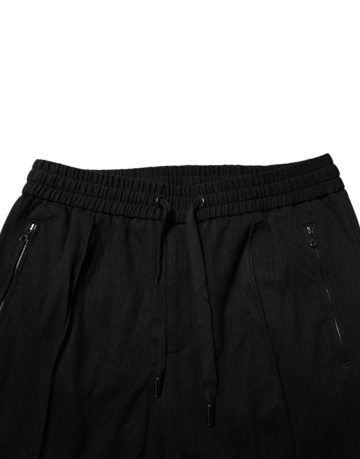 Dolce &amp; Gabbana Sample Sale Dolce &amp; Gabbana Black Viscose Skinny Logo Men Jogger Pants - | Designer outlet