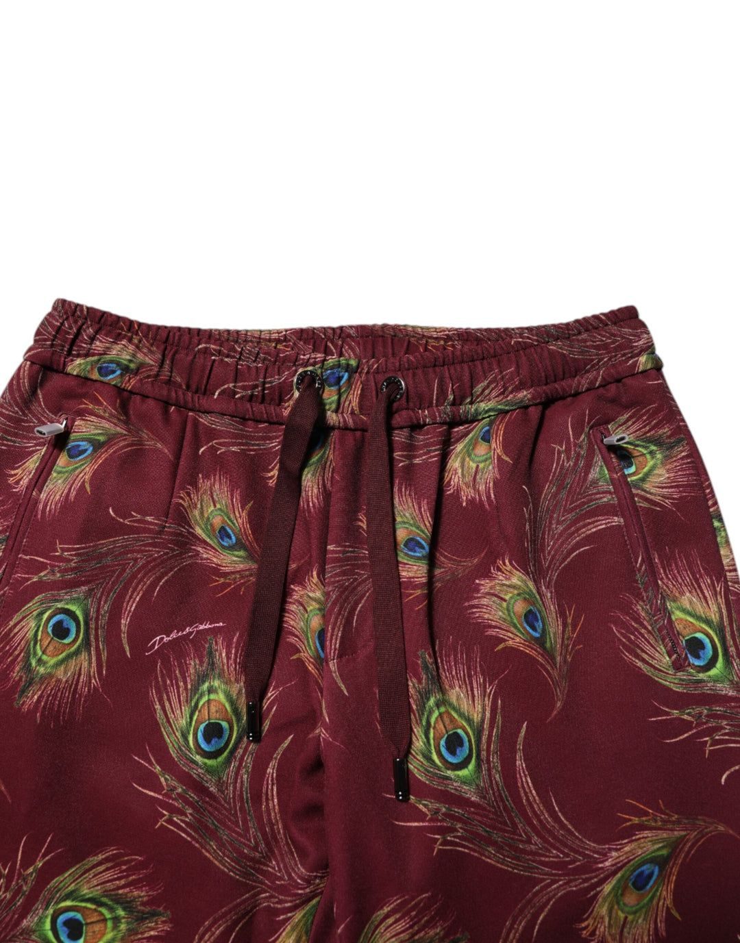 Dolce &amp; Gabbana Sample Sale Dolce &amp; Gabbana Burgundy Peacock Feather Print Jogger Pants - | Designer outlet