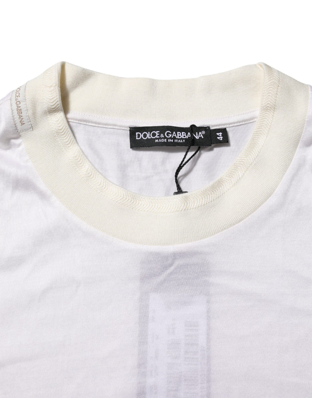 Dolce &amp; Gabbana Sample Sale Dolce &amp; Gabbana White Silk Crew Neck Long Sleeves T-shirt - | Designer outlet