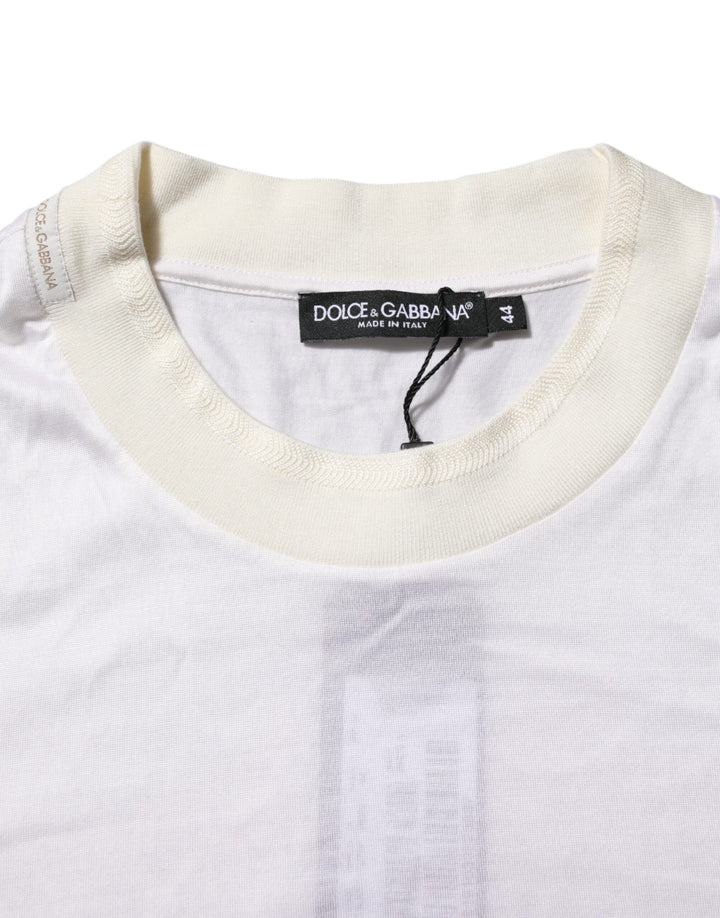 Dolce &amp; Gabbana Sample Sale Dolce &amp; Gabbana White Silk Crew Neck Long Sleeves T-shirt - | Designer outlet